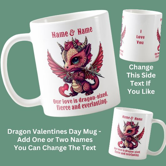 Voeg Namen Quote, Red Dragon Valentijnsdag Koffiemok