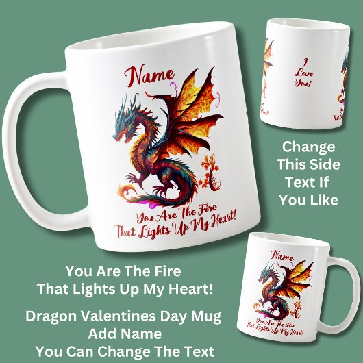 Voeg Namen Quote, Red Fire Dragon Valentijnsdag Koffiemok