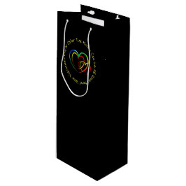 Voeg Namen Tekst Bericht - Harten op Zwart Wijn Cadeautas