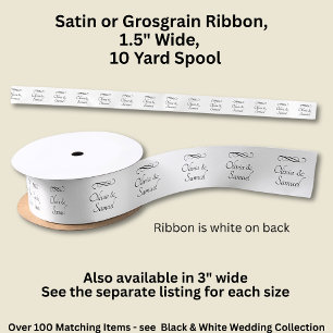 Voeg Namen toe, 1.5" Zwart Wit Oneindig Scroll, Satijnen Lint