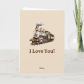 Voeg namen toe, Brown Steam Train Engine Valentijn Kaart (Achterkant)