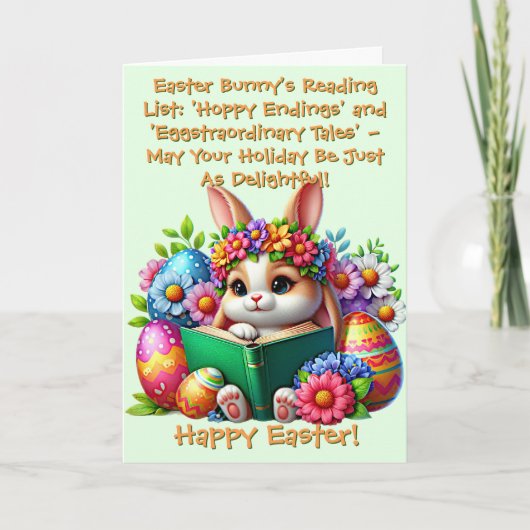 Voeg namen toe, Bunny's Reading List, with Eggs, E Kaart (Voorkant)