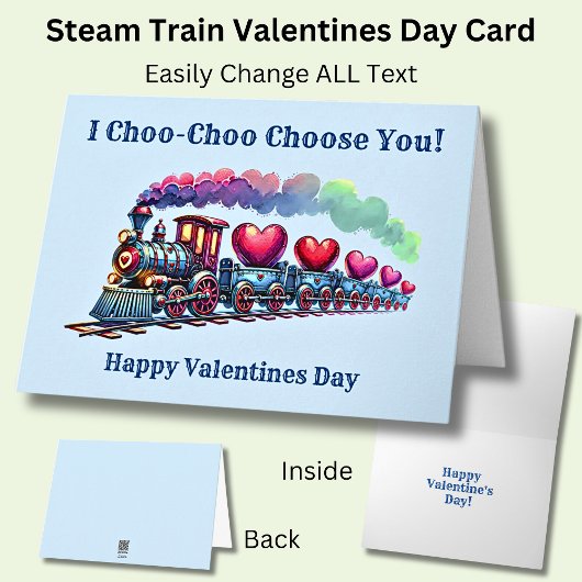 Voeg namen toe, Choo Choo stoomtreinmotor Valentij Kaart
