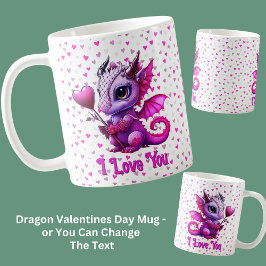 Voeg namen toe, Dragon Valentijnsdag Pink Hearts Koffiemok