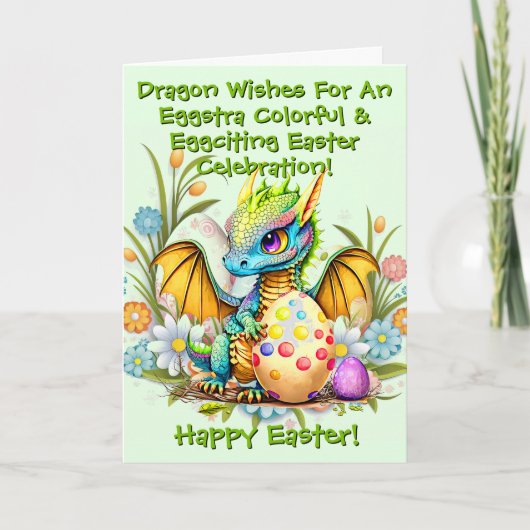 Voeg namen toe, Dragonize Wensen voor Pasen Kaart (Voorkant)
