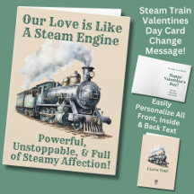 Voeg namen toe, groene stoomtreinmotor Valentijnsd