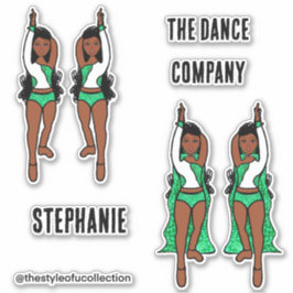 Voeg namen toe Majorette / Dancer Stickers Green S