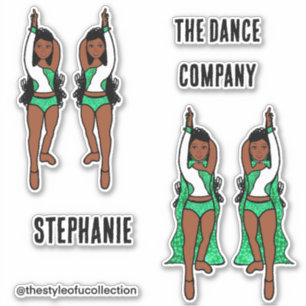 Voeg namen toe Majorette / Dancer Stickers Green S