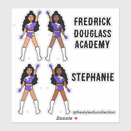 Voeg namen toe Majorette / Dancer Stickers Paarse  (Vel)