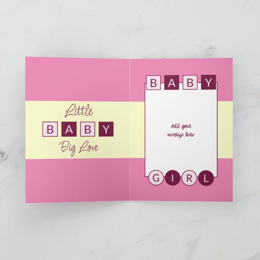 Voeg namen toe met roze gele nieuwe baby kaart (Binnen)