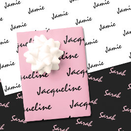 Voeg Namen toe op Roze Zwart Witte Inpakpapier Vel
