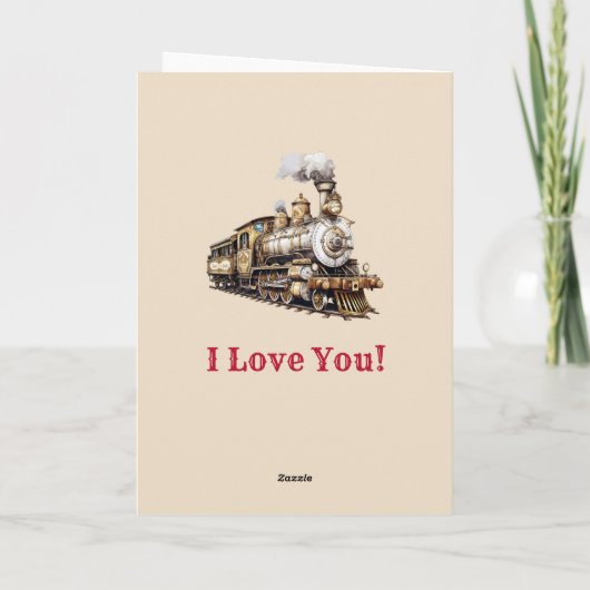 Voeg namen toe, Steam Train Engine Valentijnsdag K Kaart (Achterkant)