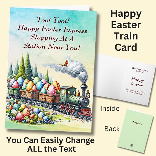 Voeg namen toe, Toot Happy Easter Express Steam Tr Kaart