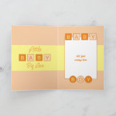 Voeg namen toe van oranje gele nieuwe babyjongen kaart (Binnen)