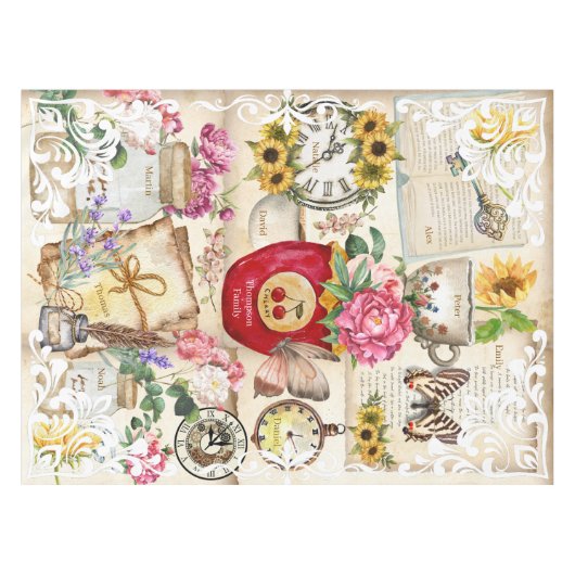 Voeg namen van familieleden toe aan illustraties tafelkleed (Voorkant (Horizontaal))