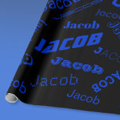 Voeg om het even welke Naam of Word toe | Blauw en Cadeaupapier