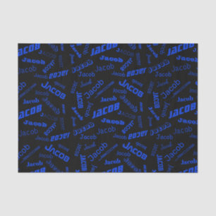 Voeg om het even welke Naam of Word toe Blauw en Tissuepapier