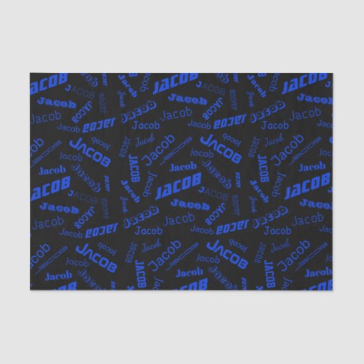 Voeg om het even welke Naam of Word toe | Blauw en Tissuepapier (Voorkant)