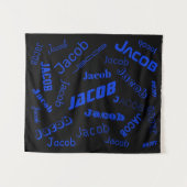 Voeg om het even welke Naam of Word toe | Blauw en Wandkleed (Voorkant (horizontaal))