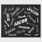 Voeg om het even welke Naam of Word toe | Zwart-wi Cadeaupapier (Vlak)