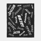 Voeg om het even welke Naam of Word toe | Zwart-wi Fleece Deken (Voorkant)