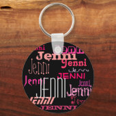 Voeg om het even welke Roze Gepersonaliseerde Sleu Sleutelhanger (Voorkant)