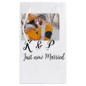 Voeg paar foto net nu getrouwd Voeg naam letter L Klein Cadeauzakje (Achterkant)