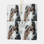 Voeg paar foto vrolijk getrouwd toe voeg datum toe keramisch ornament (Links)