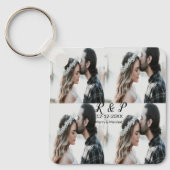 Voeg paar foto vrolijk getrouwd toe voeg datum toe sleutelhanger (Voorkant)