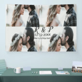 Voeg paar foto vrolijk getrouwd toe voeg datum toe spandoek (Beurs)