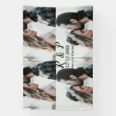 Voeg paar foto vrolijk getrouwd toe voeg datum toe spandoek (Verticaal)