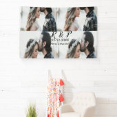 Voeg paar foto vrolijk getrouwd toe voeg datum toe spandoek (Insitu)