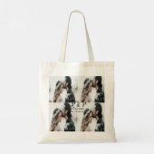 Voeg paar foto vrolijk getrouwd toe voeg datum toe tote bag (Achterkant)