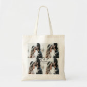 Voeg paar foto vrolijk getrouwd toe voeg datum toe tote bag (Voorkant)