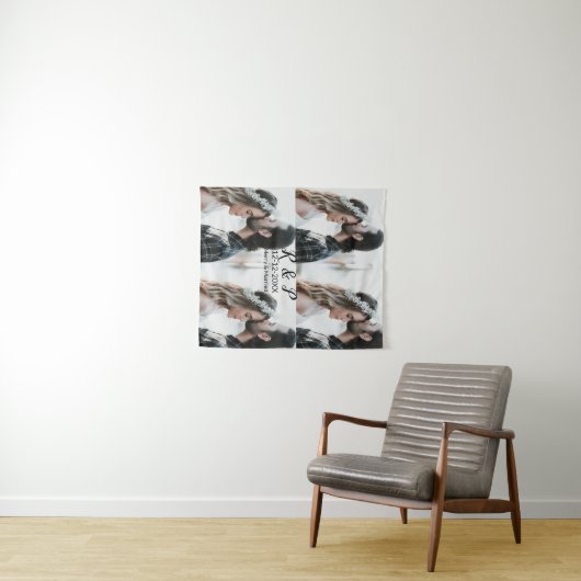 Voeg paar foto vrolijk getrouwd toe voeg datum toe wandkleed (In Situ (horizontaal))