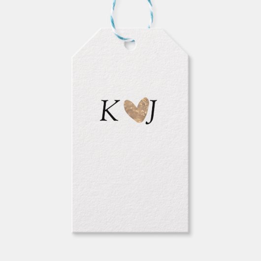 Voeg paar naam brief bruiloft gouden hart glitter cadeaulabel (Voorkant)