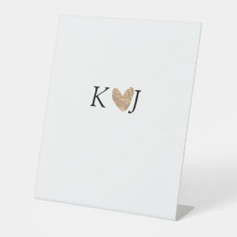 Voeg paar naam brief bruiloft gouden hart glitter reclamebord met voetstuk