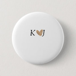 Voeg paar naam brief bruiloft gouden hart glitter ronde button 5,7 cm