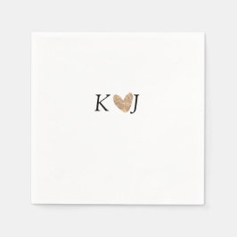 Voeg paar naam brief bruiloft gouden hart glitter servet