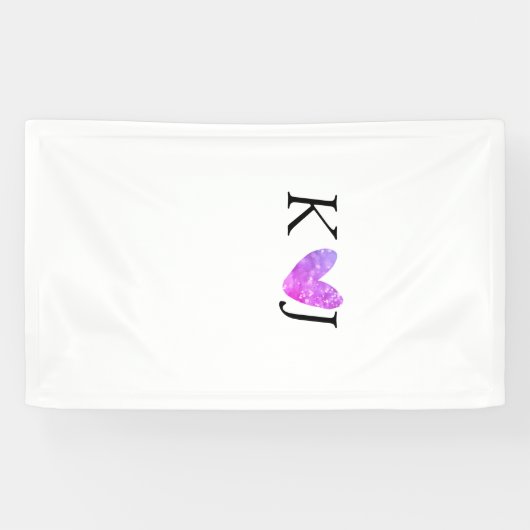 Voeg paar naam brief bruiloft roze hart glitter spandoek (Horizontaal)