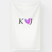 Voeg paar naam brief bruiloft roze hart glitter spandoek (Verticaal)