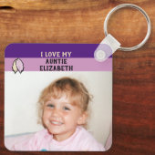 Voeg paarse bladzijden met twee zijden naam toe sleutelhanger (Achterkant)