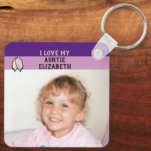 Voeg paarse bladzijden met twee zijden naam toe sleutelhanger (Achterkant)