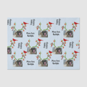 Voeg Pet-foto "Beweging over Rudolph" Funny Kerstm Tissuepapier