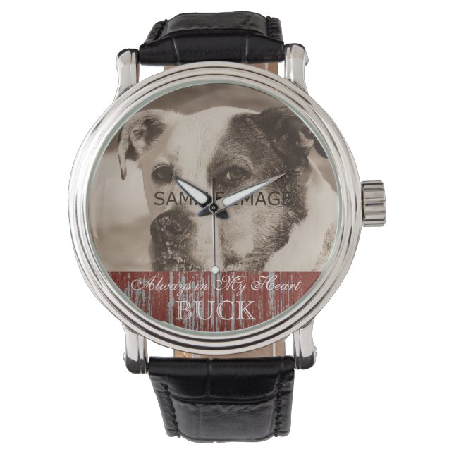 Voeg Pet Photo Custom Dog Afbeelding Pet Memorial Horloge (Voorkant)