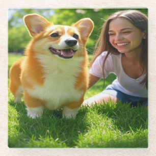 Voeg Pet Photo Personalize toe en pas aan Glazen Onderzetter