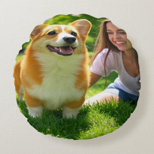 Voeg Pet Photo Personalize toe en pas aan Rond Kussen