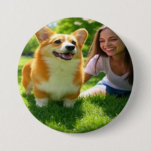 Voeg Pet Photo Personalize toe en pas aan Ronde Button 7,6 Cm (Voorkant)