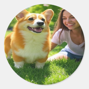 Voeg Pet Photo Personalize toe en pas aan Ronde Sticker
