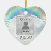 Voeg Photo Angel Wings en Heart Memorial toe Keramisch Ornament (Voorkant)